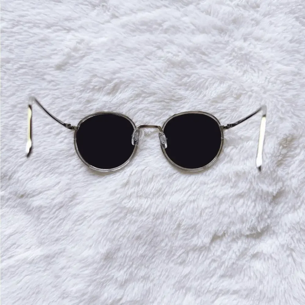 Dean Black w/ Silver Rims Round Sunglasses